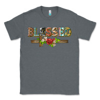 Charcoal Heather blessed and floral cross Classic Tee - BarkalooDesign