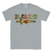 Heather Grey blessed and floral cross Classic Tee - BarkalooDesign