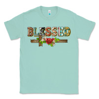 Seafoam blessed and floral cross Classic Tee - BarkalooDesign