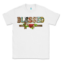 White blessed and floral cross Classic Tee - BarkalooDesign