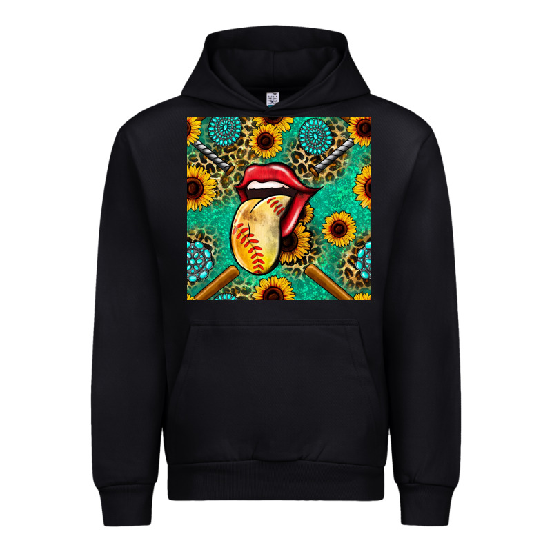 Softball Lips Sunflowers And Gemstones Seamless Pattern Urban Hoodie by BundleAndBundleShop | Teevron