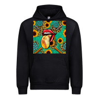 Black softball lips sunflowers and gemstones seamless pattern Urban Hoodie - BundleAndBundleShop