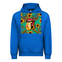 Cobalt softball lips sunflowers and gemstones seamless pattern Urban Hoodie - BundleAndBundleShop