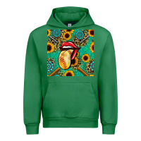 Emerald softball lips sunflowers and gemstones seamless pattern Urban Hoodie - BundleAndBundleShop