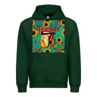 Forest Green softball lips sunflowers and gemstones seamless pattern Urban Hoodie - BundleAndBundleShop