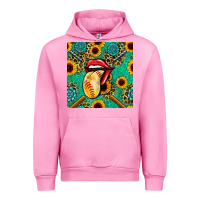 Fuchsia Pink softball lips sunflowers and gemstones seamless pattern Urban Hoodie - BundleAndBundleShop