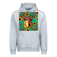 Heather Grey softball lips sunflowers and gemstones seamless pattern Urban Hoodie - BundleAndBundleShop