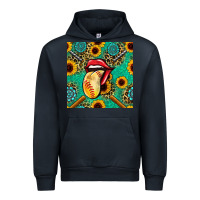 Navy softball lips sunflowers and gemstones seamless pattern Urban Hoodie - BundleAndBundleShop
