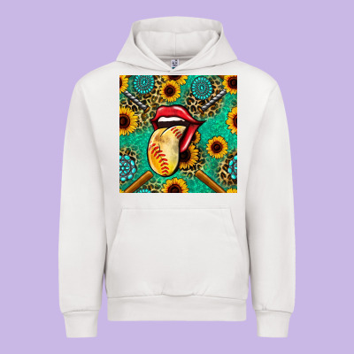 Softball Lips Sunflowers And Gemstones Seamless Pattern Urban Hoodie Designed By Bundleandbundleshop