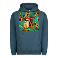 Pigment Midnight Navy softball lips sunflowers and gemstones seamless pattern Urban Hoodie - BundleAndBundleShop