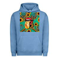 Pigment Pebble Blue softball lips sunflowers and gemstones seamless pattern Urban Hoodie - BundleAndBundleShop
