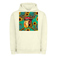 Pigment Pistachio softball lips sunflowers and gemstones seamless pattern Urban Hoodie - BundleAndBundleShop