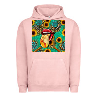 Pigment Salmon softball lips sunflowers and gemstones seamless pattern Urban Hoodie - BundleAndBundleShop