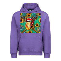 Tulip softball lips sunflowers and gemstones seamless pattern Urban Hoodie - BundleAndBundleShop