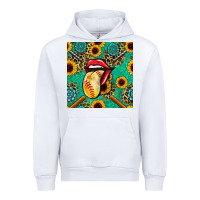 White softball lips sunflowers and gemstones seamless pattern Urban Hoodie - BundleAndBundleShop