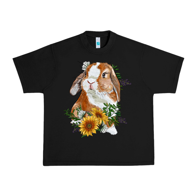 Bunny With Sunflowers Urban Heavy Tee by RanaPortraitStore | Teevron