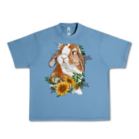 Pebble Blue Bunny With Sunflowers Urban Heavy Tee - RanaPortraitStore