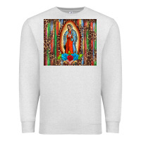 Oatmeal Heather our lady of Guadalupe serape Premium Sweatshirt - BarkalooDesign