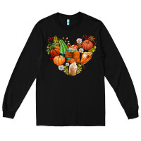 Black pumpkin and latte with fall Long Sleeve Tee - AdoDesignShop