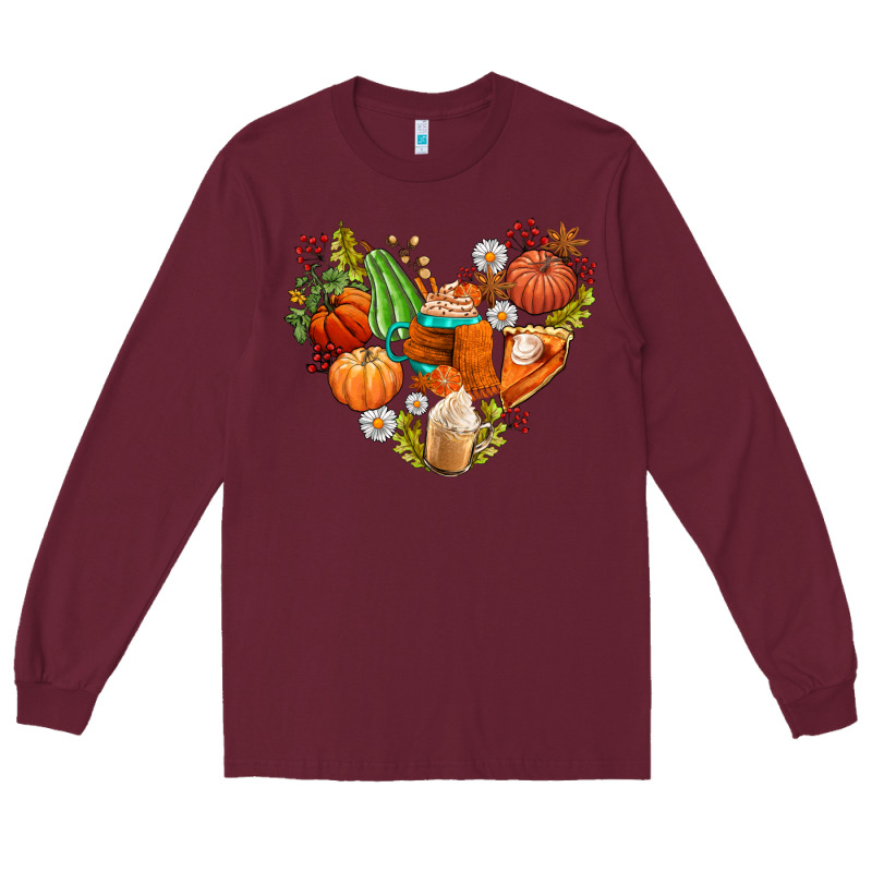 Pumpkin And Latte With Fall Long Sleeve Tee by AdoDesignShop | Teevron