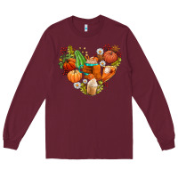 Burgundy pumpkin and latte with fall Long Sleeve Tee - AdoDesignShop