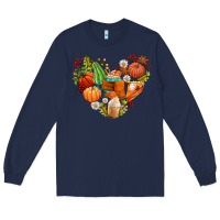 Navy pumpkin and latte with fall Long Sleeve Tee - AdoDesignShop