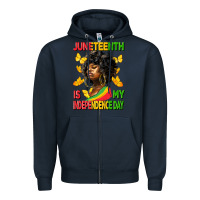 Navy juneteenth is my independence day Zipper Hoodie - HRA Design Shop