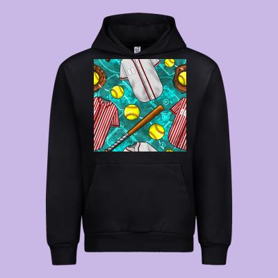 Softball Uniform Glove And Bat With Field Seamless Pattern Urban Hoodie Designed By Bundleandbundleshop
