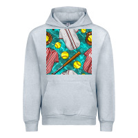 Heather Grey softball uniform glove and bat with field seamless pattern Urban Hoodie - BundleAndBundleShop