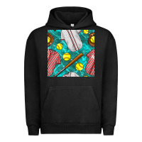 Pigment Black softball uniform glove and bat with field seamless pattern Urban Hoodie - BundleAndBundleShop