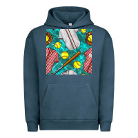Pigment Midnight Navy softball uniform glove and bat with field seamless pattern Urban Hoodie - BundleAndBundleShop
