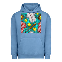 Pigment Pebble Blue softball uniform glove and bat with field seamless pattern Urban Hoodie - BundleAndBundleShop