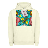 Pigment Pistachio softball uniform glove and bat with field seamless pattern Urban Hoodie - BundleAndBundleShop