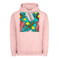Pigment Salmon softball uniform glove and bat with field seamless pattern Urban Hoodie - BundleAndBundleShop