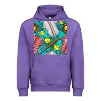 Tulip softball uniform glove and bat with field seamless pattern Urban Hoodie - BundleAndBundleShop