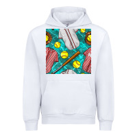 White softball uniform glove and bat with field seamless pattern Urban Hoodie - BundleAndBundleShop