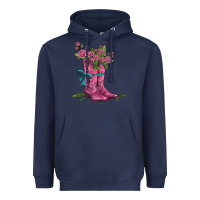 Navy valentines day western boots and roses Heavyweight Hoodie - AdoDesignShop