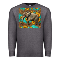 Charcoal Heather western sunflowers elephant Premium Sweatshirt - LillyAllenDesigns