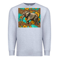 Heather Grey western sunflowers elephant Premium Sweatshirt - LillyAllenDesigns