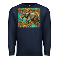 Navy western sunflowers elephant Premium Sweatshirt - LillyAllenDesigns