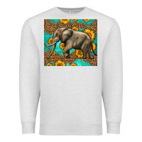 Oatmeal Heather western sunflowers elephant Premium Sweatshirt - LillyAllenDesigns
