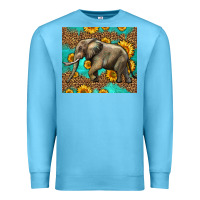 Ocean Blue western sunflowers elephant Premium Sweatshirt - LillyAllenDesigns