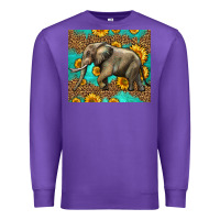 Purple western sunflowers elephant Premium Sweatshirt - LillyAllenDesigns