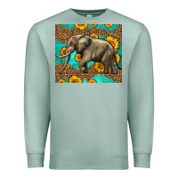Seafoam western sunflowers elephant Premium Sweatshirt - LillyAllenDesigns