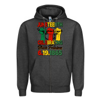 Charcoal Heather juneteenth celebrating black freedom Zipper Hoodie - HRA Design Shop