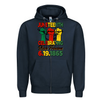 Navy juneteenth celebrating black freedom Zipper Hoodie - HRA Design Shop