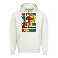 Oatmeal Heather juneteenth celebrating black freedom Zipper Hoodie - HRA Design Shop