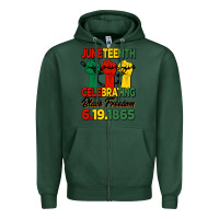 Sports Green juneteenth celebrating black freedom Zipper Hoodie - HRA Design Shop