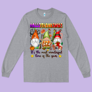 Hallothanksmas Its The Most Wonderful Time Of The Long Sleeve Tee Designed By Texasbilliewilder