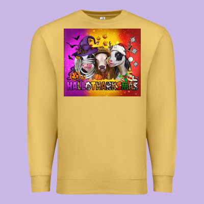 Hallothanksmas Heifers Premium Sweatshirt Designed By Jasminsmagicworld